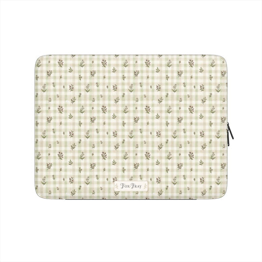 Sage Gingham Garden - Premium Laptop Sleeve